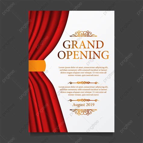 Grand Opening Party Ceremony With Illustration Of Red Curtain Silk With