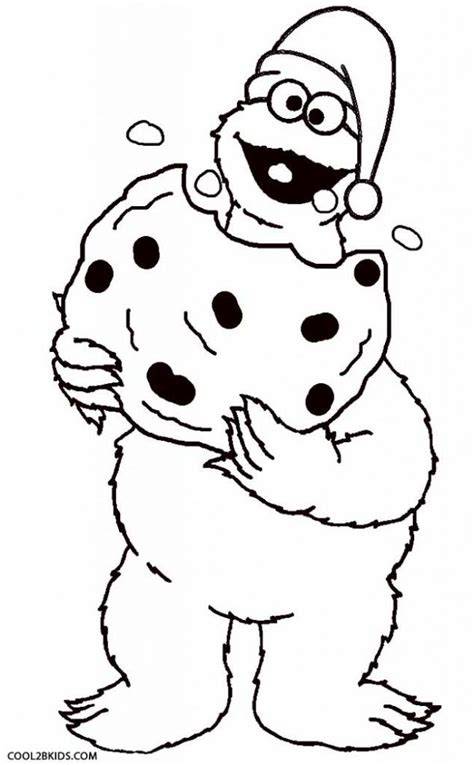 The coloring page features a star sugar cookie. Cookie Monster Christmas Coloring Pages | Monster coloring ...