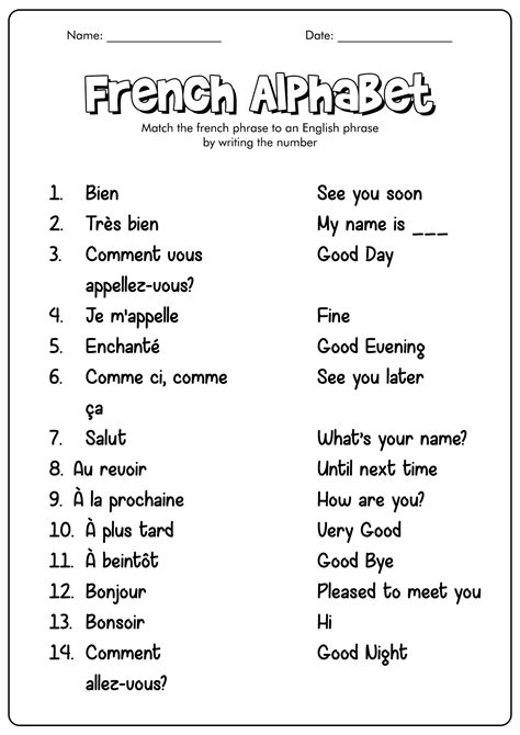 11 Best Images of Beginner French Worksheets - Free Printable French ...