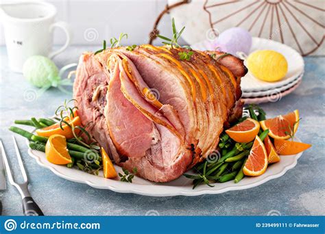traditional easter ham with orange honey glaze stock image image of prepared pork 239499111