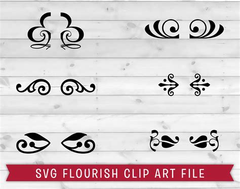 Scrapbooking Flourish Svg 3 Doodles Wedding Swoosh Clip Art Digital