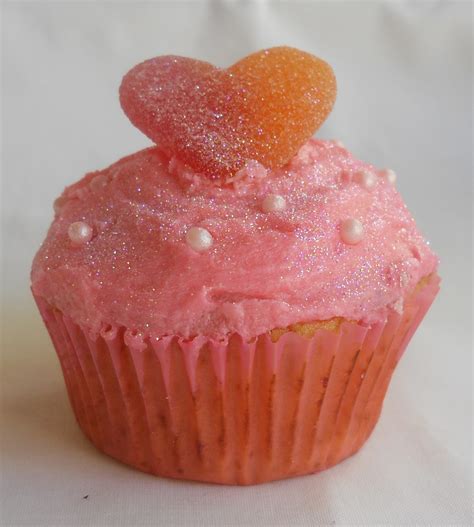 Sprinkles And Sparkles Pink Heart Cupcake With Sparkly Glitter