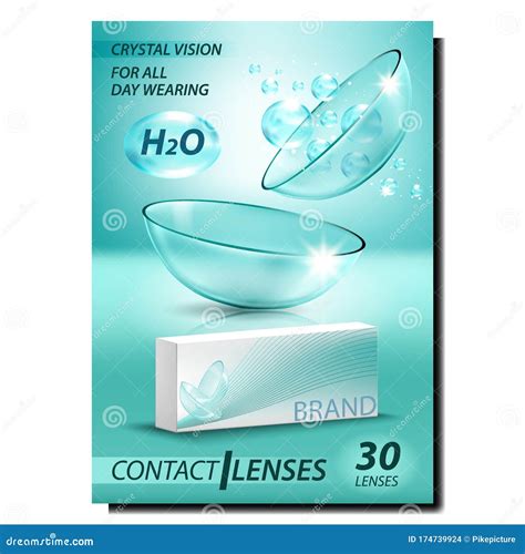 Contact Lenses Creative Advertising Poster Vector Stock Vector