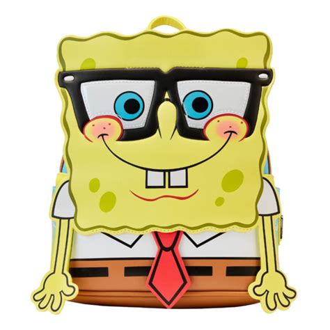 spongebob squarepants spongebob glasses cosplay 10” faux leather mini backpack by loungefly