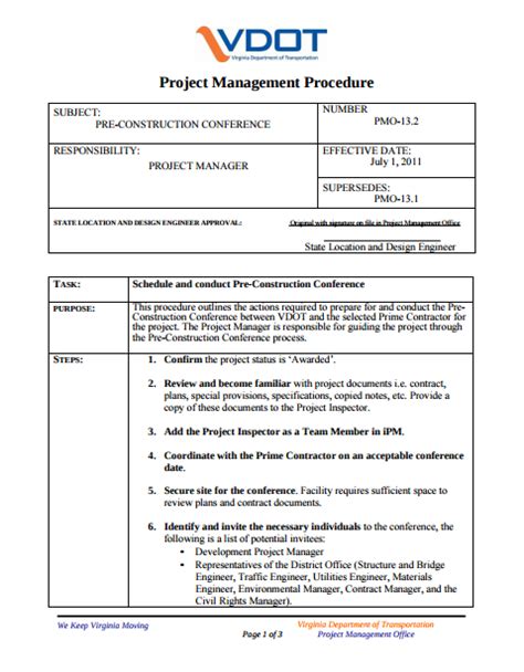 pre construction meeting templates  word