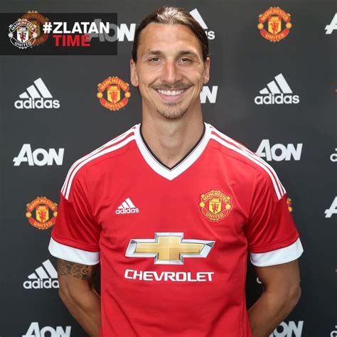 He received his first pair of football boots at the age of five and it. Picture: Zlatan Ibrahimovic in his new Man United home shirt