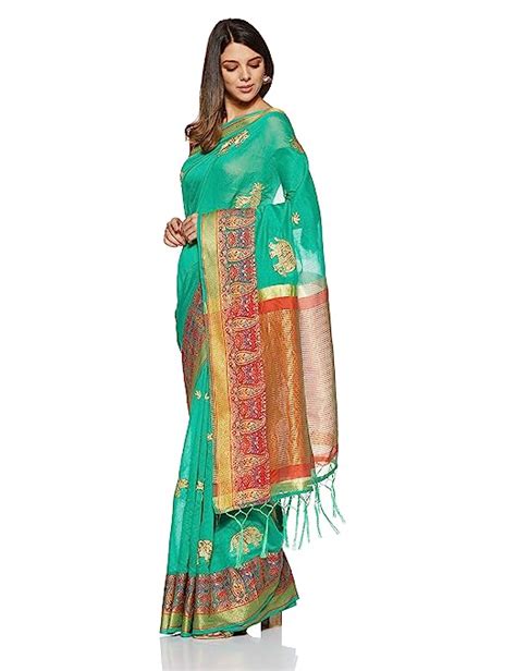 Buy Aalia Art Silk Embroidered Saree With Blouse Piece 8823 Green One Size At