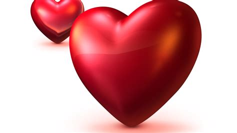 Two Red Hearts 3d Hd Love Wallpaper Wallpaper Download 5120x2880