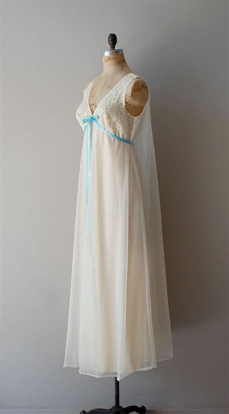 1960s Lingerie 60s Nightgown Something Blue Nightgown