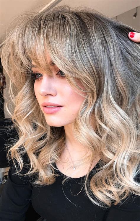 trendy hairstyles and haircuts with bangs medium length wavy with bangs