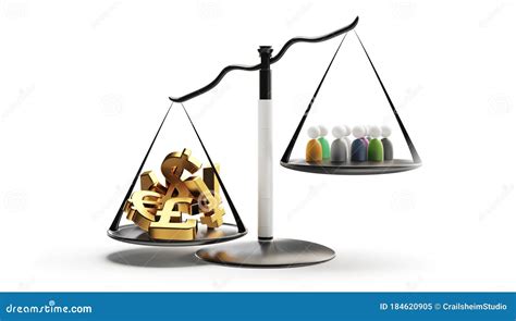 A Scale With Money And People On The Other Side 3d Illustration Stock