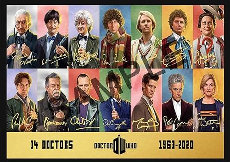 Signed Print Of The 14 Doctors Who Played Doctor Who Between 1963 2020