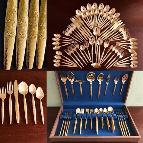 Maybe you would like to learn more about one of these? Vintage 23kt Gold Plated Flatware set, Golden Fleur Flatware, National Silver, 64 piece service ...