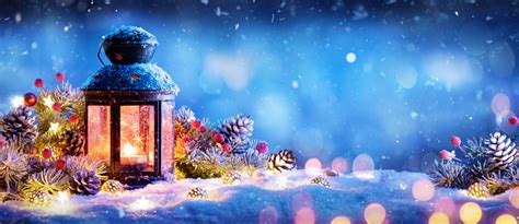Christmas Lantern With Ornament On Snow Stock Photo Download Image