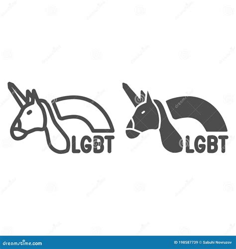 Unicorn And Rainbow Line And Solid Icon Lgbt Concept Symbol Of Gays