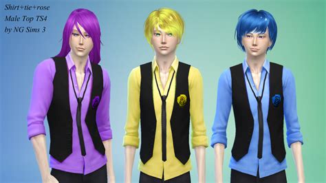 Ng Sims 3 Shirttierose Male Top Ts4 Clothing