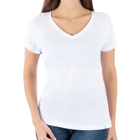 Camiseta Dama Poliéster Cuello V Sublimación Talla L Color Blanco