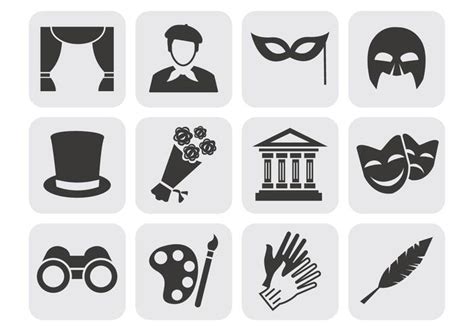 Theater Acting Perform Icons Vector 129010 Vector Art At Vecteezy
