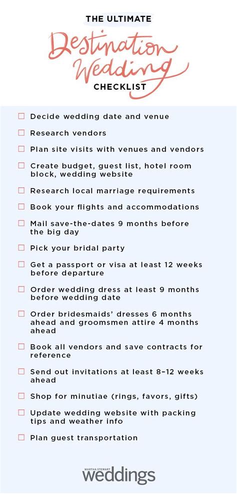 The Ultimate Destination Wedding Checklist Wedding Checklist