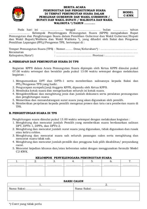 Contoh Surat Berita Acara Penghitungan Suara Portal Informasi Terkini
