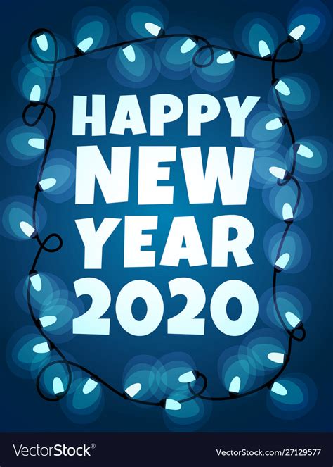 Happy 2020 New Year Card With Garland Royalty Free Vector