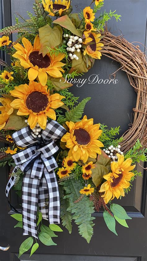 Sunflower Wreaths Sassy Doors Wreath Front Door Wreath Grapevine