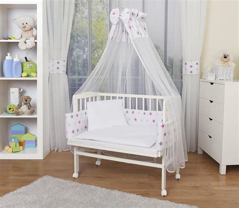 Waldin Baby Bedside Cot Co Sleeping Height Adjustablewhite Painted 16