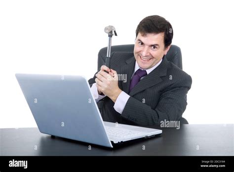 Man Smashing Computer With Hammer Hi Res Stock Photography And Images