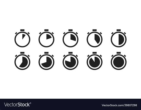 Stopwatch Icon Set Timer Second Isolated Concept Vector Image