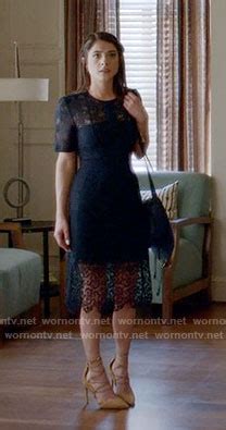 Wornontv Alexiss Navy Lace Dress On Famous In Love Niki Koss