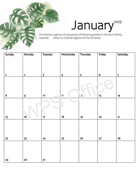 2023 Printable Calendar Flower Etsy