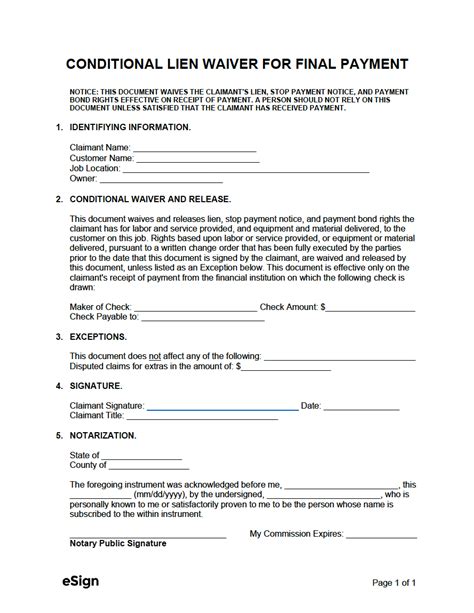 Conditional Lien Waiver Template Word Fill Out And Sign Printable Pdf