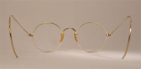 optometrist attic bandl gold round wire rim antique eyeglasses