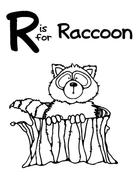 R Is For Raccoon Coloring Page Netart