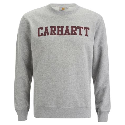 Carhartt Mens College Sweatshirt Greyburgundy Free Uk Delivery
