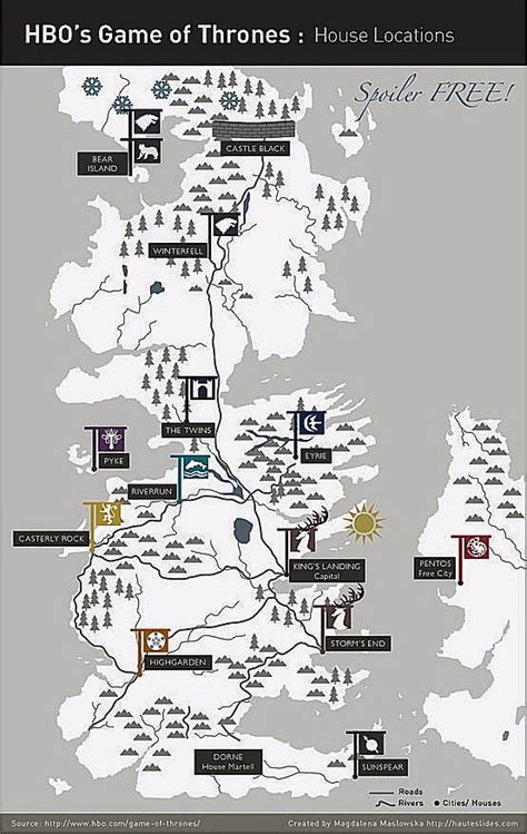 Houses Map Game Of Thrones Map Hbo Game Of Thrones Game Of Thrones