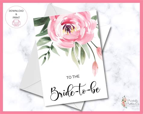 Bride To Be Card Printable Card For Bridal Shower Wedding Etsy