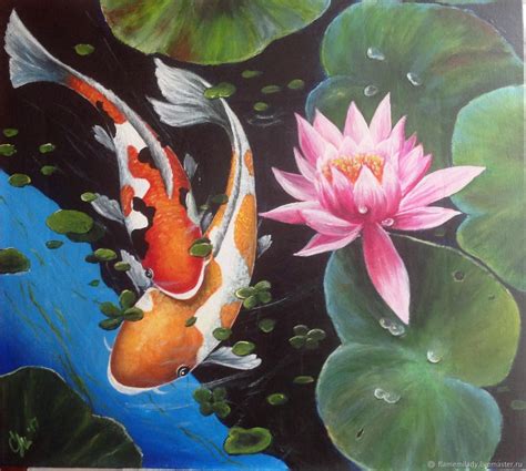 Pictures Koi Fish Acrylic Oil Painting купить на Ярмарке
