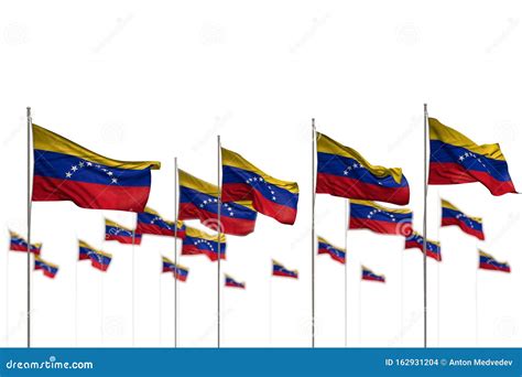 Beautiful Venezuela Isolated Flags Placed In Row With Soft Focus And