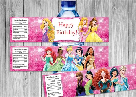 Princess Water Bottle Labels Printable