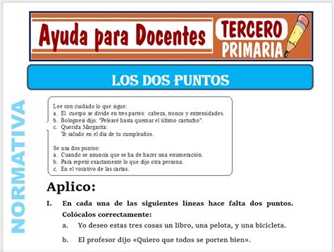 Los Dos Puntos Para Tercero De Primaria Ayuda Para Docentes