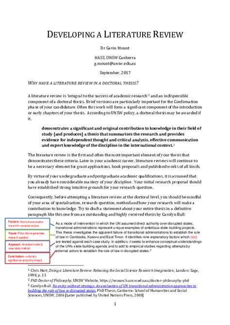 Pdf Developing A Literature Review For A Doctoral Thesis Gavin