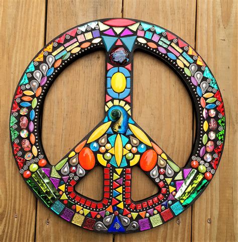 Custom Mosaic Peace Sign Created By Tina Wise Crackin Mosaics