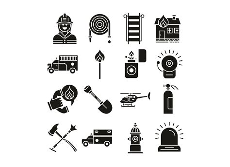 Firefighter Icons Set Graphic By Back1design1 · Creative Fabrica