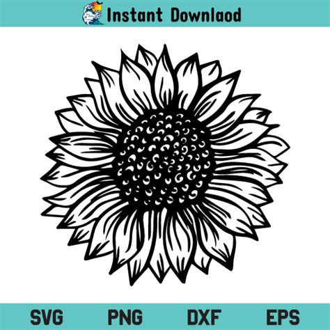 Sunflower Svg Sunflower Svg File Sunflower Black And White Svg