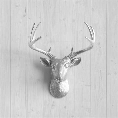 Silver Mini Deer Head By Wall Charmers Faux Taxidermy Chic Etsy