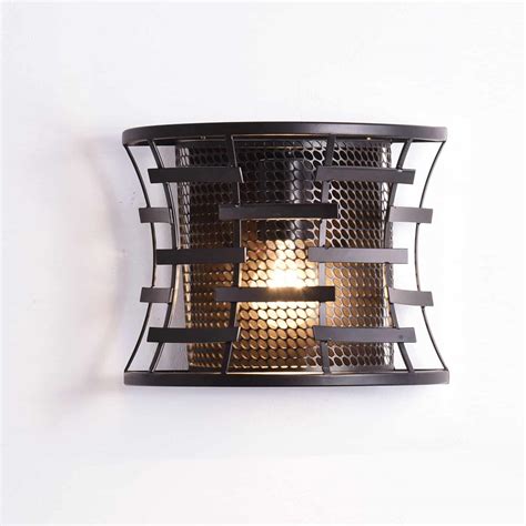 Bronze Wall Light Industrial Metal Cage Shade Wall Sconce