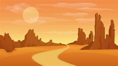 Fancy Desert Cartoon Landscape Background Illustration Landscape