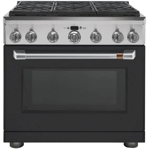 Cafe 36 In Standard 6 Burners Self Cleaning Convection European Element Dual Fuel Range Matte
