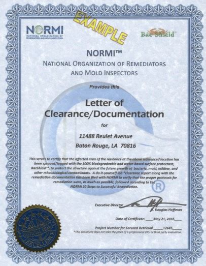 Normi Letter Of Clearancedocumentation National Organization Of